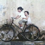 Mural dengan tema "Kids On Bicycle"